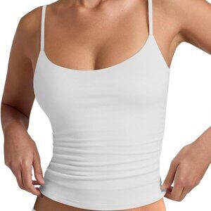 Women's Basic Double Lined Scoop Neck Tank Tops Adjustable Cami Tank Summer Slee